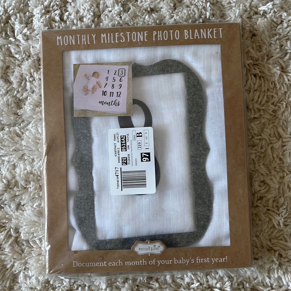 Monthly milestone photo blanket for baby